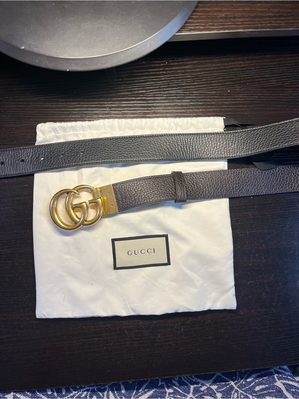 Reversible Wide Gucci Black Brown Leather Belt with Gold Double G Buckle